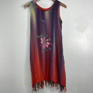 multicolored tie dress